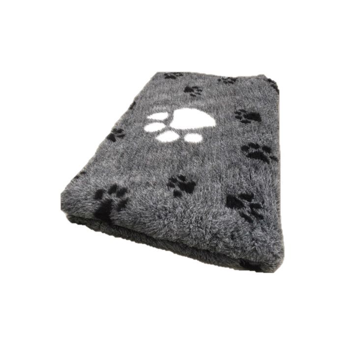 VET BED - GROSSE PFOTEN 3 FARBIG - GRAU WEISS-ANTI-RUTSCH HUNDEMATTE 150x100cm