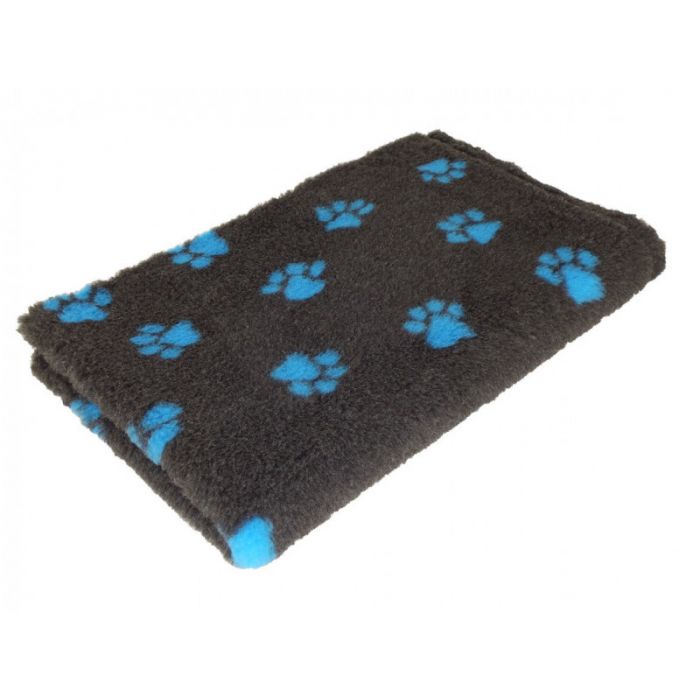 VET BED - GROSSE & KLEINE PFOTEN - ANTHRAZIT BLAU-ANTIRUTSCH HUNDEMATTE 150x100cm