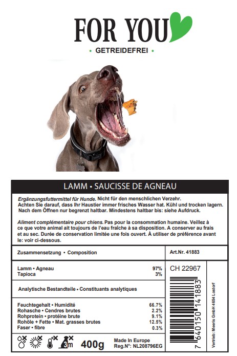 For You Trainingswurst Lamm 400g